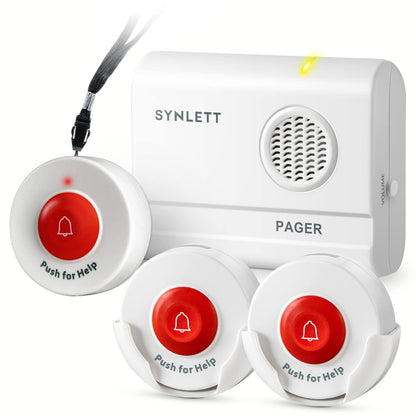 Caregiver Pager 3 Wireless Nurse Call Buttons for Elderly Monitoring SOS Alert System Portable Alarm Call Bell for Nursing Home Care Seniors Patients Emergency