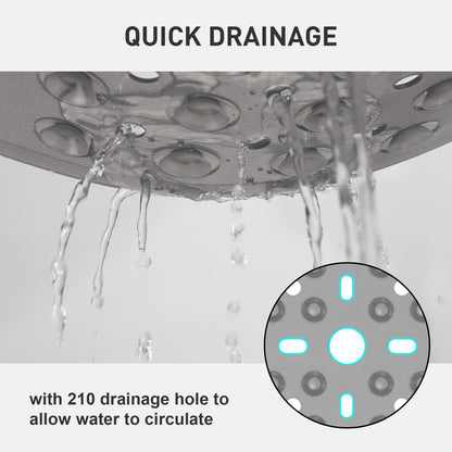 XIYUNTE Non-Slip Anti-Mould Machine Washable 70x70cm Shower Mat - Grey