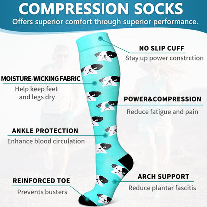Bluemaple Copper Compression Socks 15-20 mmHg - Unisex - 6 Pack