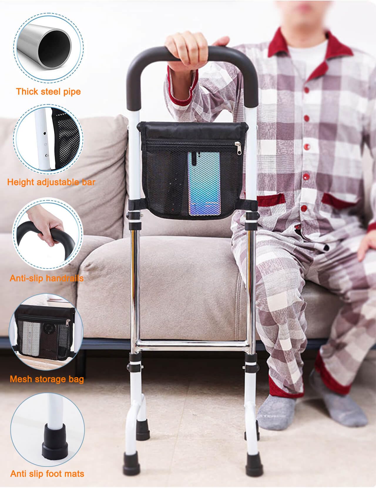 FesFun Adjustable Standing Handle Non-Slip Stand Assist Rail