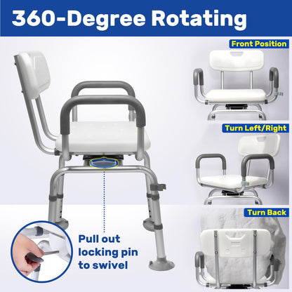 RYUUSEI 360 Swivel With Arms & Back 250kg Shower Chair