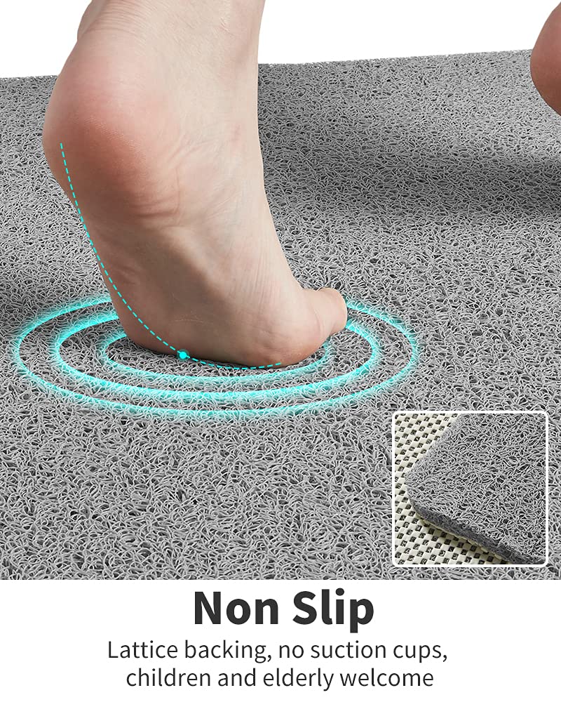 tchdio Non-Slip Quick-Dry No Suction Cup 24x24Inch Shower Mat - Grey