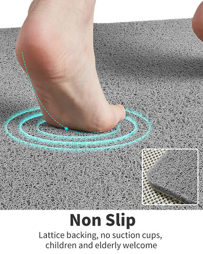 tchdio Non-Slip Quick-Dry No Suction Cup 24x24Inch Shower Mat - Grey