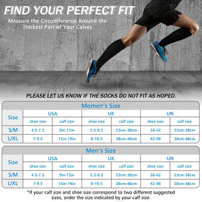 EYMOE Compression Socks 15-20 mmHg Support Stockings - Unisex - 2 Pairs