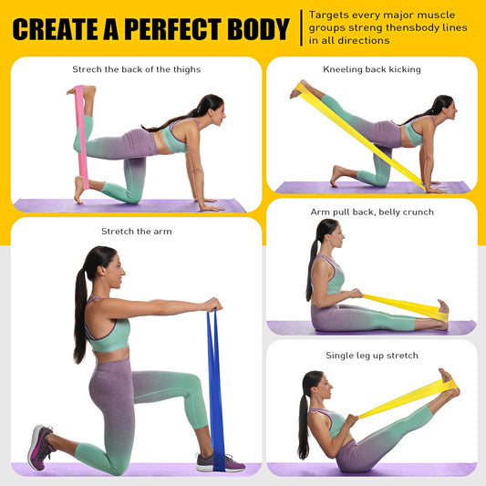 Resistance Bands, HPYGN Exercise Bands, Fitness Bands for Physical Therapy, Strength Training, Yoga, Pilates, Stretching, Non-Latex Elastic Bands with Different Strengths,Workout Bands for Home