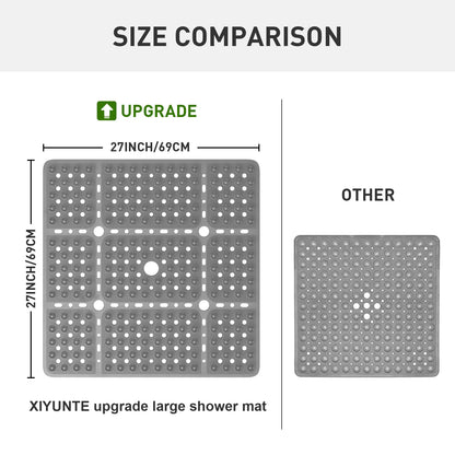 XIYUNTE Non-Slip Anti-Mould Machine Washable 70x70cm Shower Mat - Grey