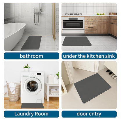Bath Mat, Bathroom Rugs Super Absorbent Shower Mats Quick Dry Non Slip, Shower Rug for Bathtub Thin Rubber Mats for Bathroom Floor, Bathtub, Shower (Dark Grey, 40 x 60 cm)