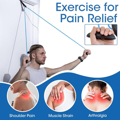 Shoulder Pulley Over the Door, Shoulder Exercise Pulley Physiotherapy for Shoulder Rehab, Rotator Cuff Exerciser, Arm Rehabilitation Exercise for Injury Rehab, Stretching, Recovery (Blue)