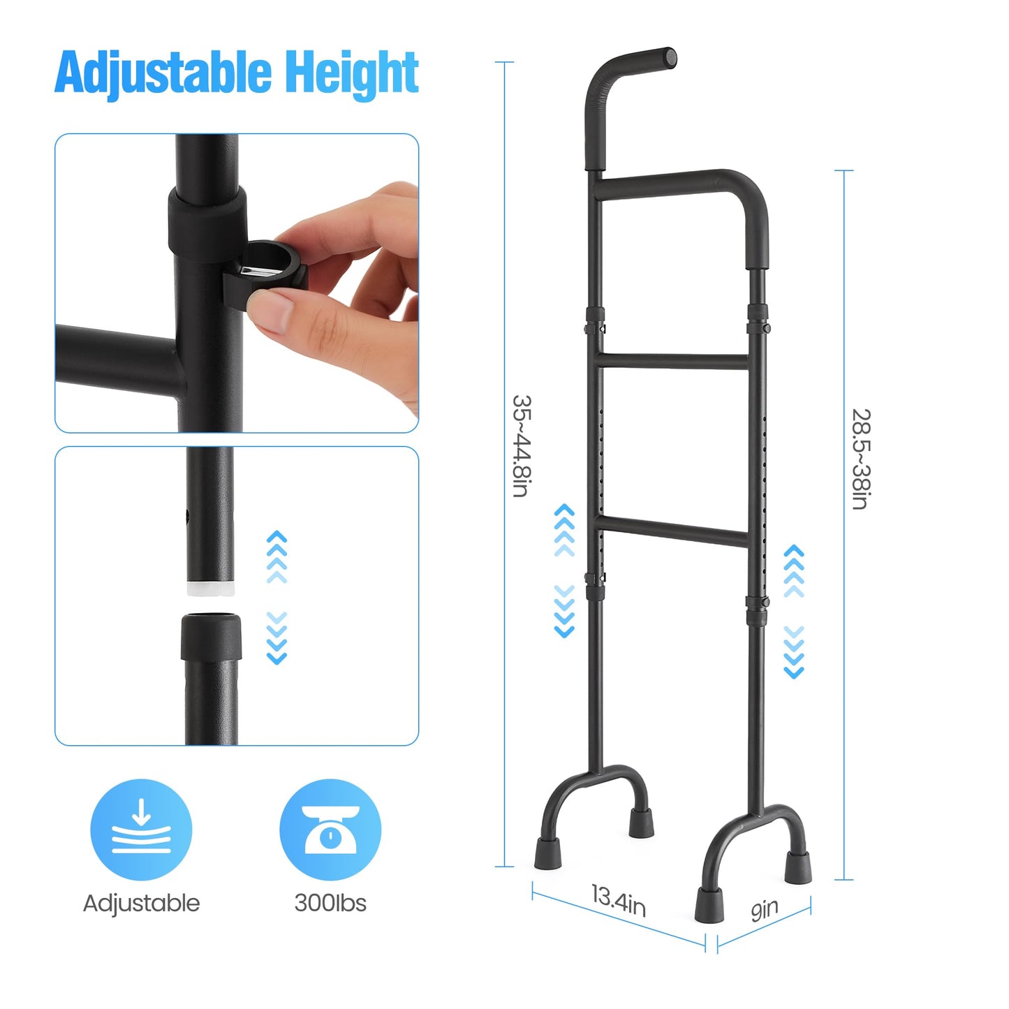 ZczCjWq 13-Level Adjustable Slip-Resistant Stair Climbing Cane