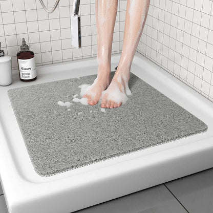 tchdio Non-Slip Quick-Dry No Suction Cup 24x24Inch Shower Mat - Grey