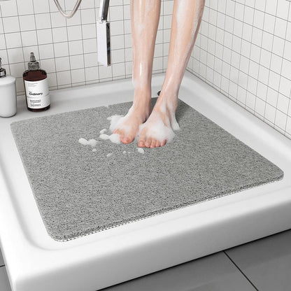 tchdio Non-Slip Quick-Dry No Suction Cup 24x24Inch Shower Mat - Grey