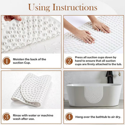 joiyota Silicone Bubble Massage Non-Slip 27x15Inches Bath Mat - White