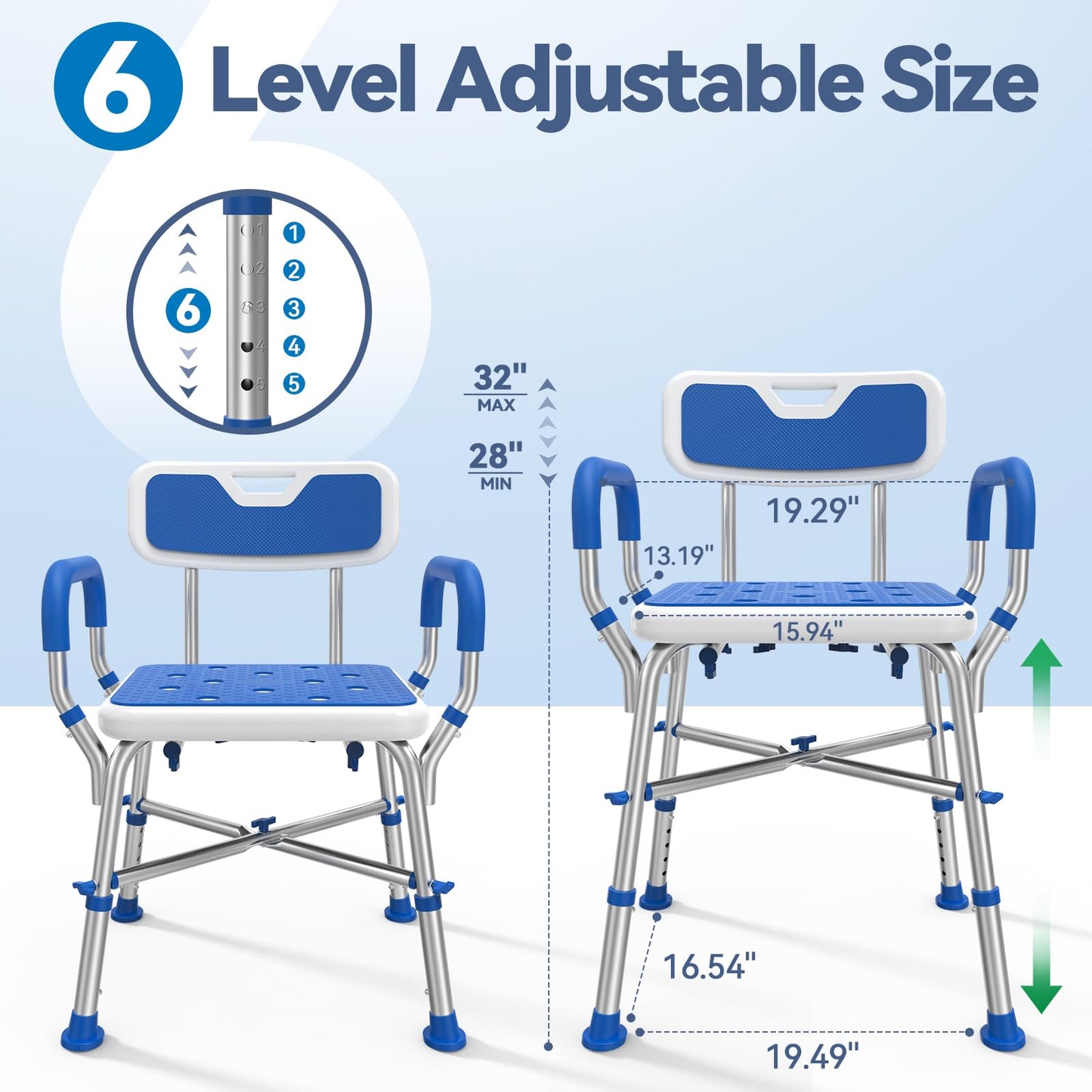 Loyoda Heavy Duty Reinforced Non-Slip Shower Chair