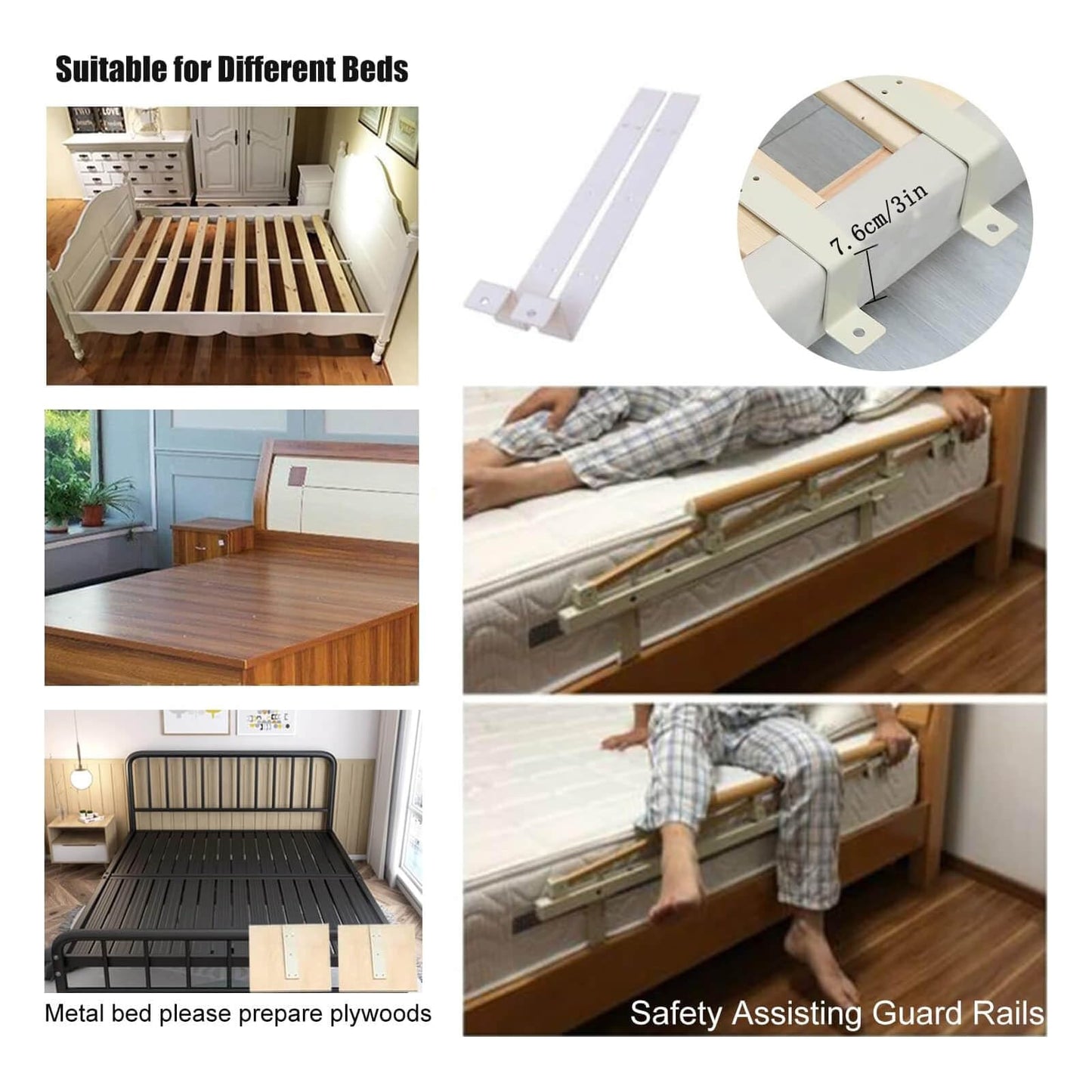 FesFun Foldable Grab Bar Non-Slip Bed Rail for Elderly