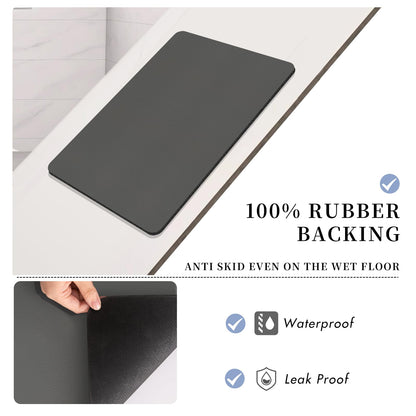 Bath Mat, Bathroom Rugs Super Absorbent Shower Mats Quick Dry Non Slip, Shower Rug for Bathtub Thin Rubber Mats for Bathroom Floor, Bathtub, Shower (Dark Grey, 40 x 60 cm)