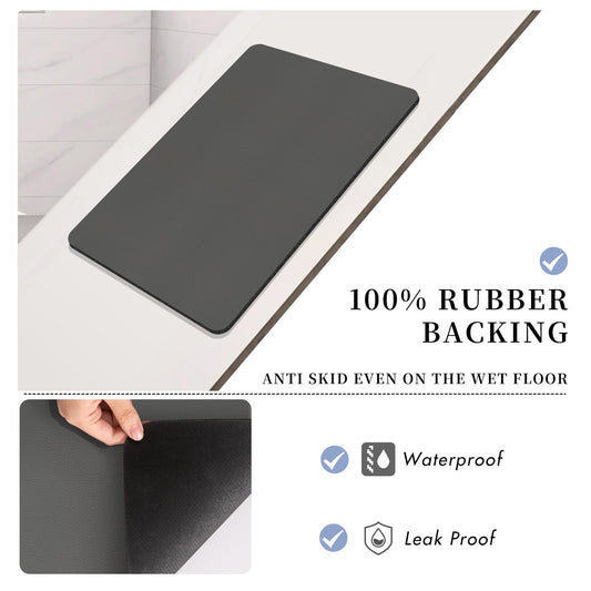 Bath Mat, Bathroom Rugs Super Absorbent Shower Mats Quick Dry Non Slip, Shower Rug for Bathtub Thin Rubber Mats for Bathroom Floor, Bathtub, Shower (Dark Grey, 40 x 60 cm)