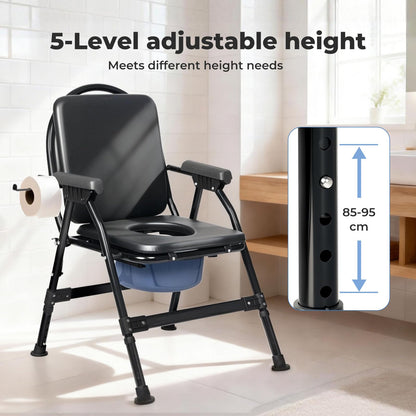 Levede Folding Adjustable with Toilet Bowl Commode Chair
