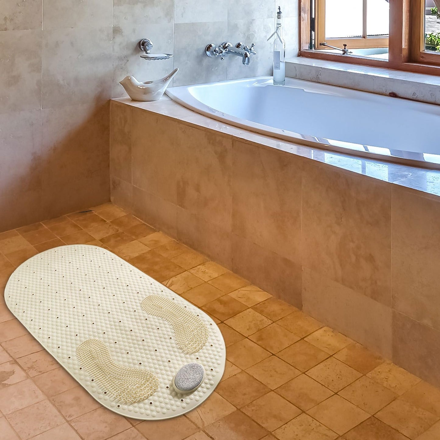 LOGANZ Stone Exfoliating Massage Non-Slip Shower Mat