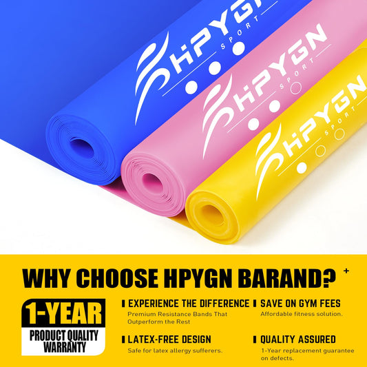 Resistance Bands, HPYGN Exercise Bands, Fitness Bands for Physical Therapy, Strength Training, Yoga, Pilates, Stretching, Non-Latex Elastic Bands with Different Strengths,Workout Bands for Home