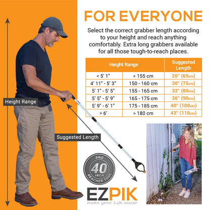 EZPIK 100cm Rotating Lightweight Reacher Grabber Tool