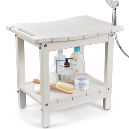 LyriFine HDPE Waterproof Adjustable Shower Stool - White