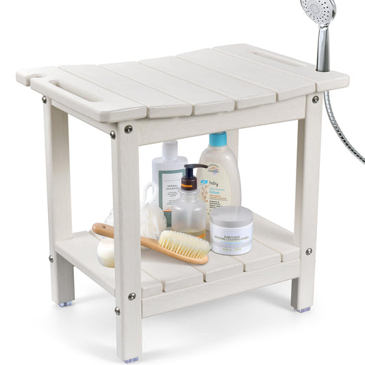 LyriFine HDPE Waterproof Adjustable Shower Stool - White