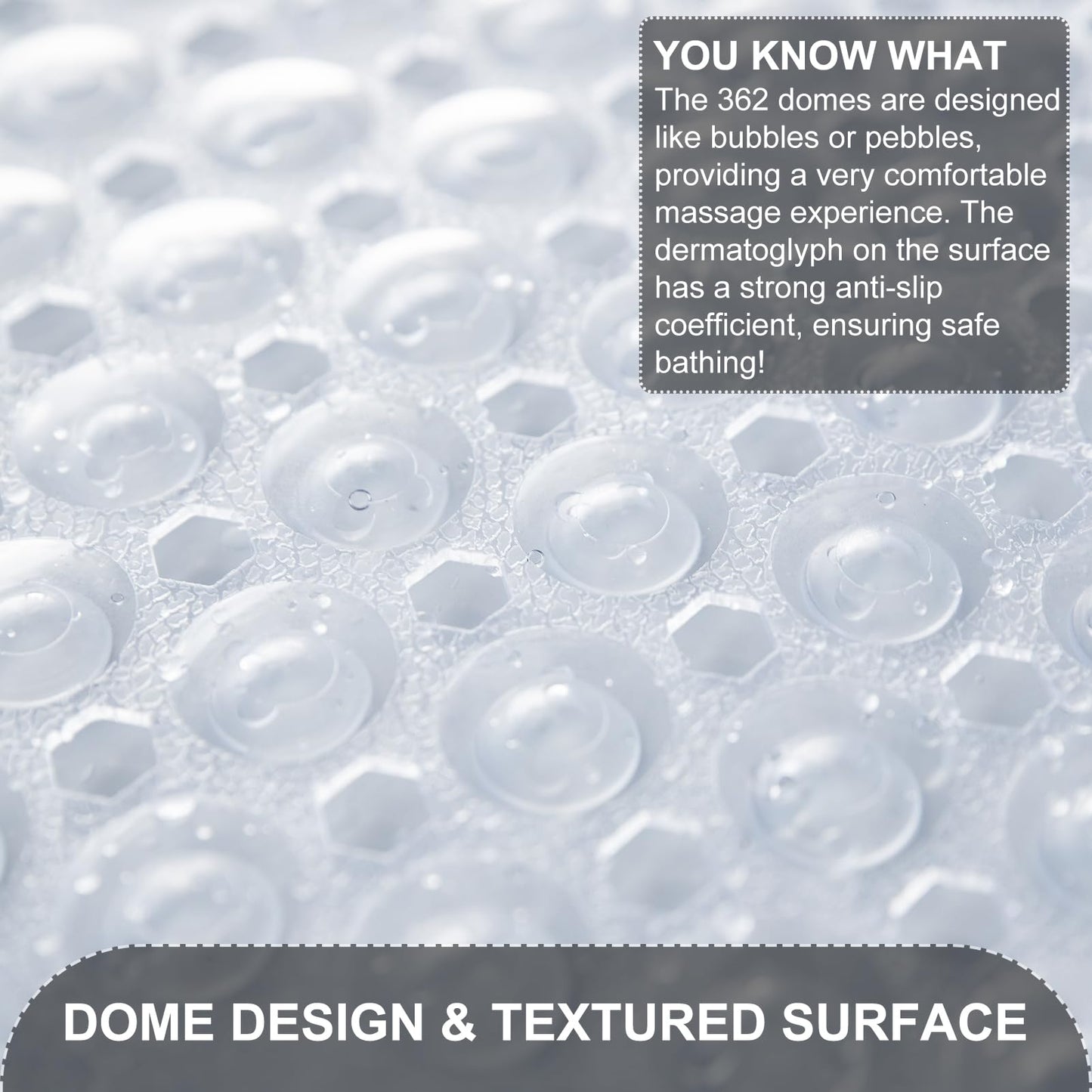 TEESHLY Non-Slip Machine Washable 40x16Inch Bathtub Mat - Clear