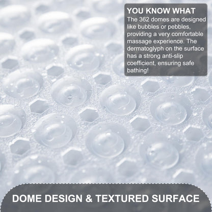 TEESHLY Non-Slip Machine Washable 40x16Inch Bathtub Mat - Clear