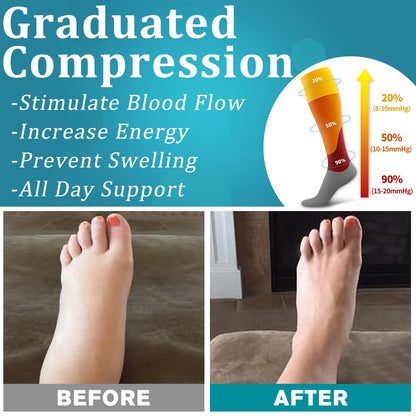 Bluemaple Copper Compression Socks 15-20 mmHg - Unisex - 6 Pack