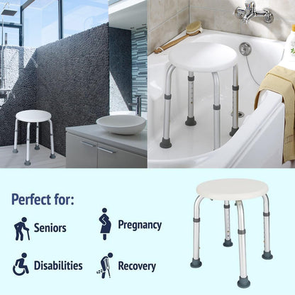 ROFVMILE Adjustable Non-Slip Tool-Free Shower Chair - White