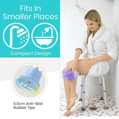 ROFVMILE Adjustable Non-Slip Tool-Free Shower Chair - White