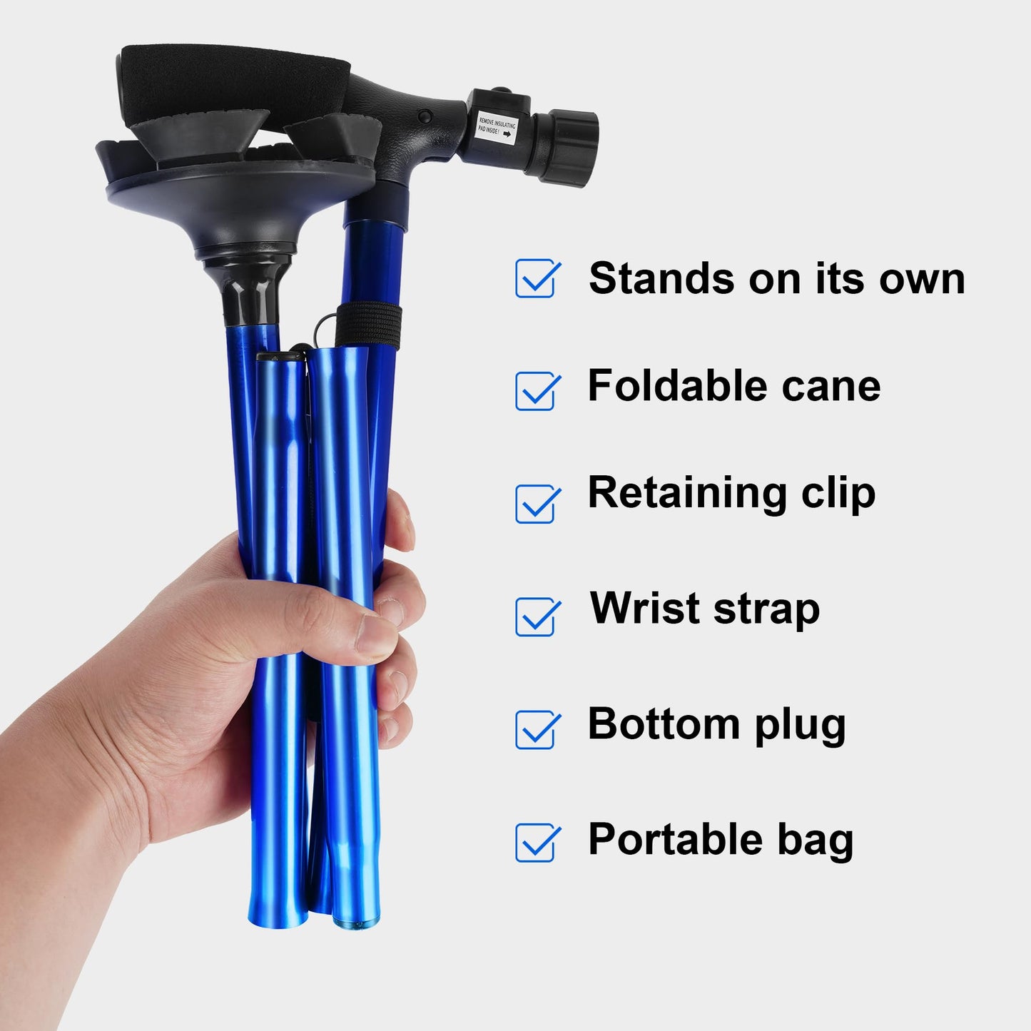 CozyKit Folding LED Light Adjustable Walking Cane for Elderly & Seniors