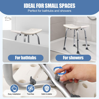 Ez2care Adjustable Non-Slip Shower Chair for Elderly & Disabled