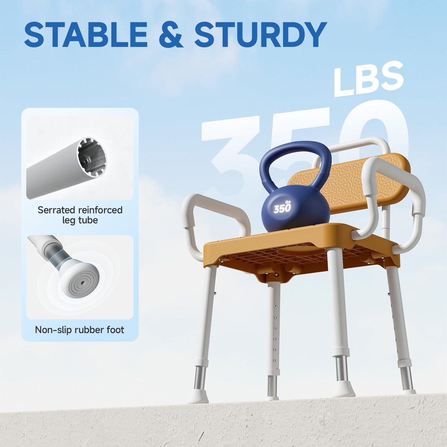Loyoda Aluminium With Arms & Back Shower Chair - Brown