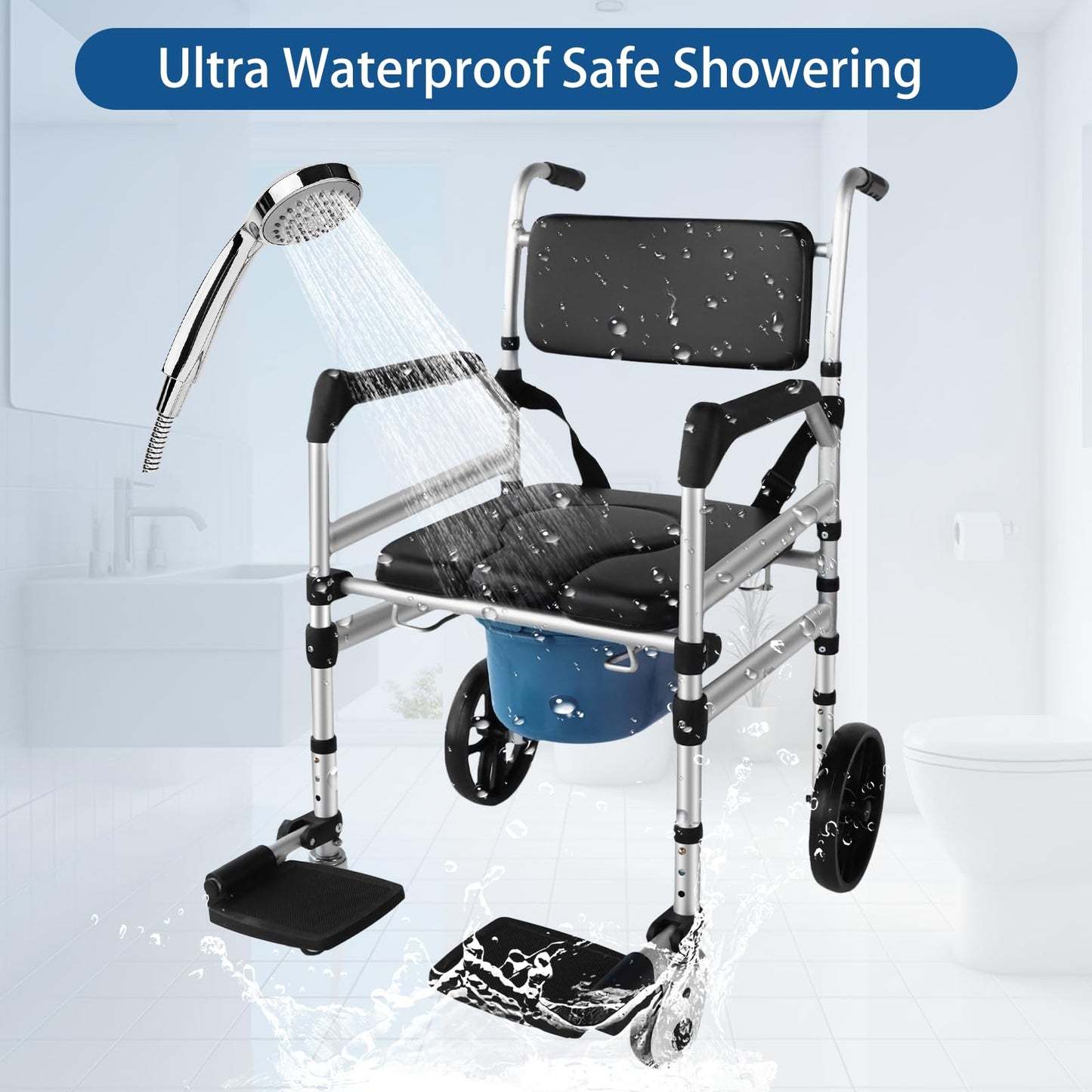Eosprim Rolling Folding Lightweight Shower Wheelchair