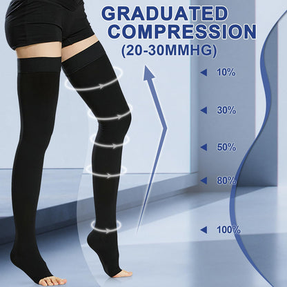 beister Open Toe Thigh High Compression Socks 20-30 mmHg - Unisex - 1 Pair