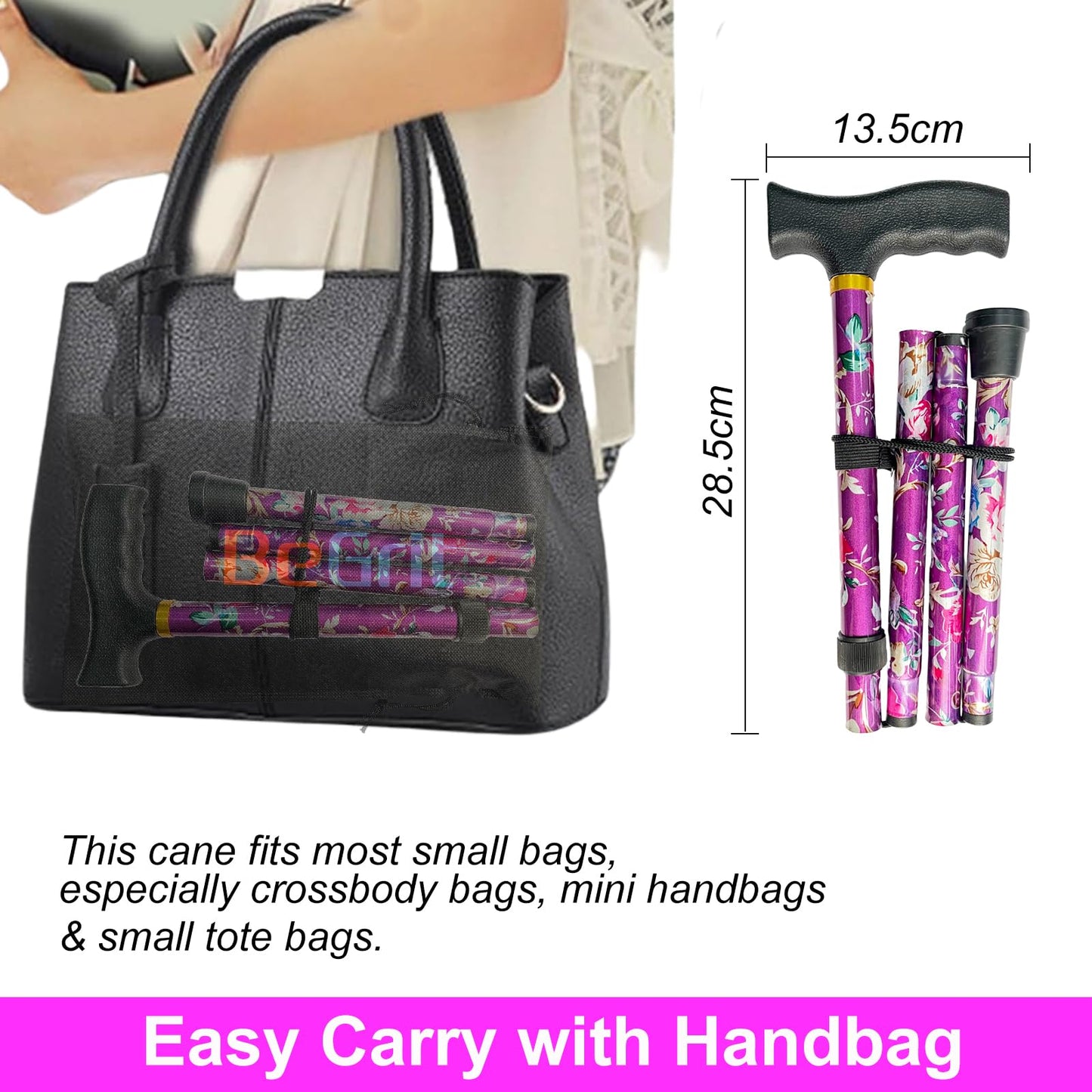 BeGrit Folding Adjustable Collapsible Walking Stick
