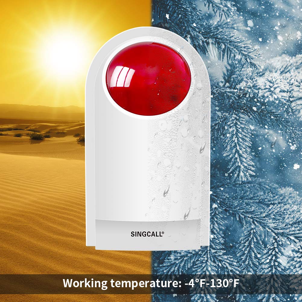 SINGCALL Strobe Siren Panic Alarm Button Siren Alarm with Light for Home Caring/Store/Hotel/Jewelry Shop Security Loud Outdoor SOS Alert System 1 Red Flashing Siren 2 Emergency Buttons