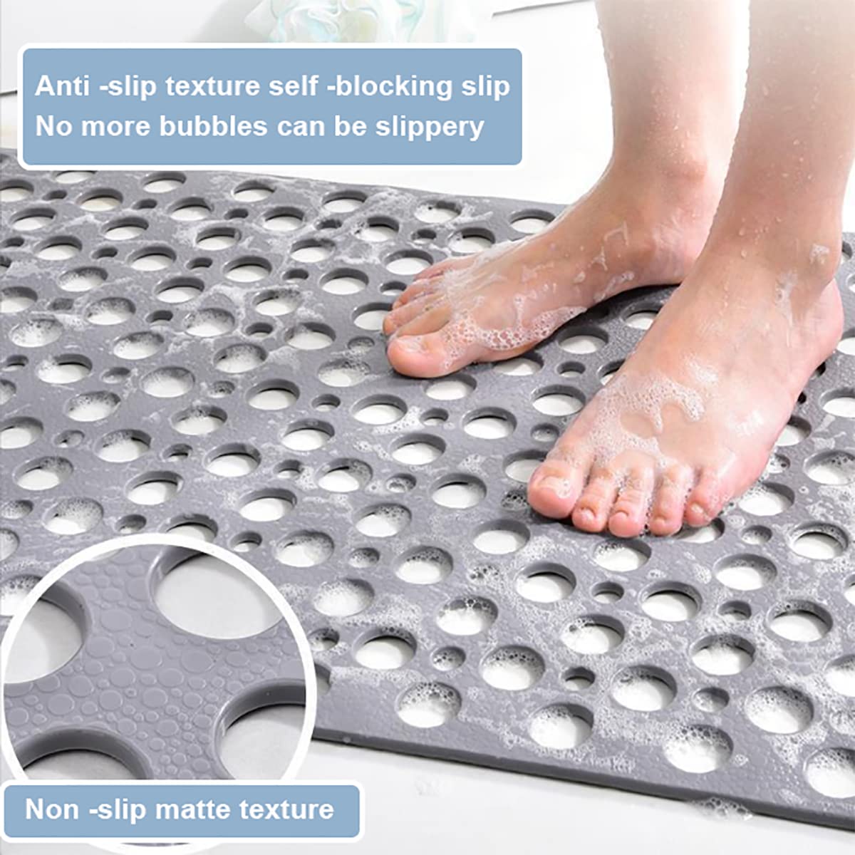 Uandhome Rubber Anti-Slip Anti-Mould 75x43cm Bath Mat