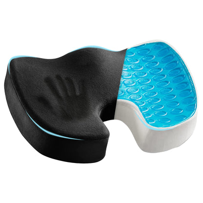 Cooling Gel Seat Cushion for Long Sitting - Memory Foam Chair Pillow for Sciatica Pain Relief - Orthopedic Gel & Memory Foam Coccyx Pad for Tailbone Pain - Office Chair Cushion for Back Pain