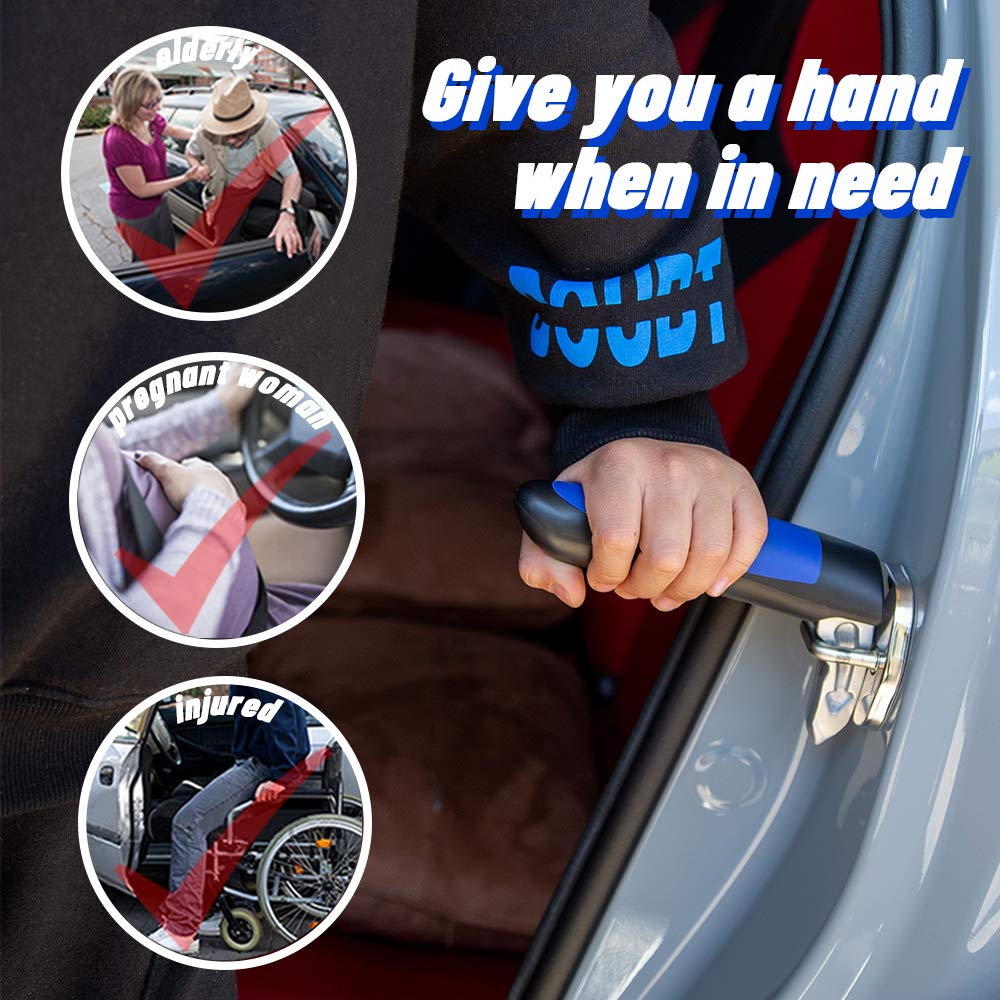 Verynewbee Portable Door Latch Grab Bar Car Door Assist Handle - Blue