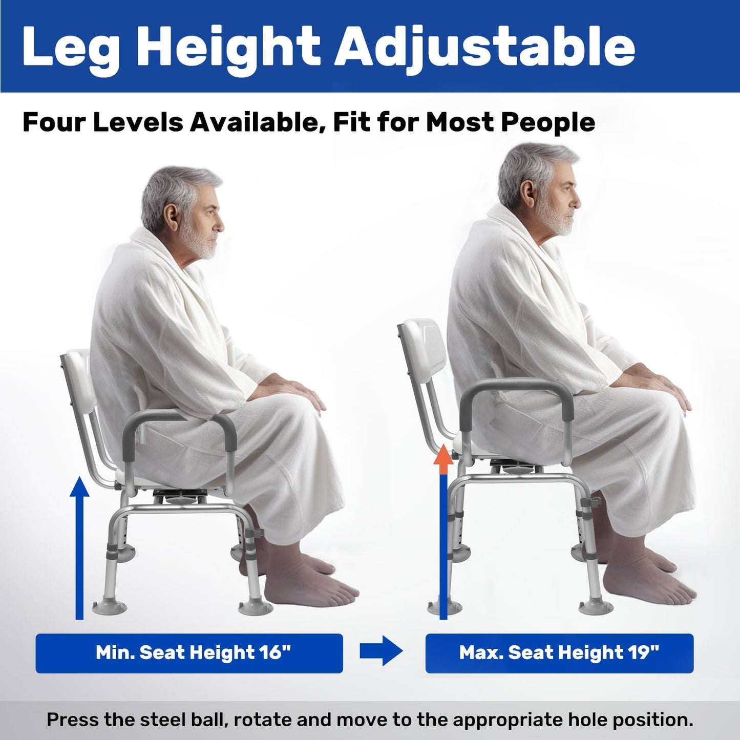 RYUUSEI 360 Swivel With Arms & Back 250kg Shower Chair