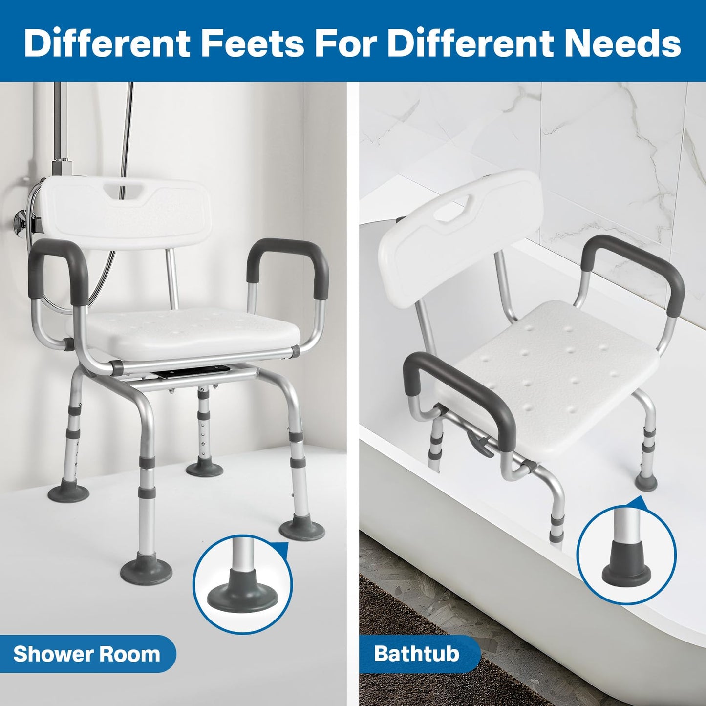 Eosprim 360 Swivel Adjustable Shower Chair for Elderly & Disabled
