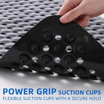 MOONFLY Non-Slip Suction Cup 40x16 Inches Bathtub Mat - Black