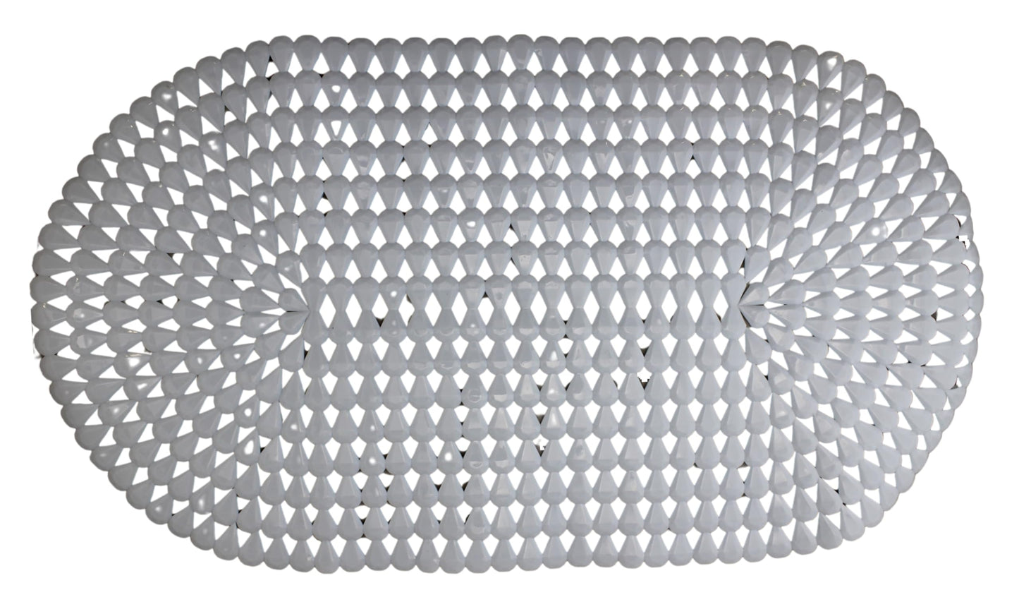 Dependable Industries Anti-Slip PVC Suction Cup Oval Shower Mat - White