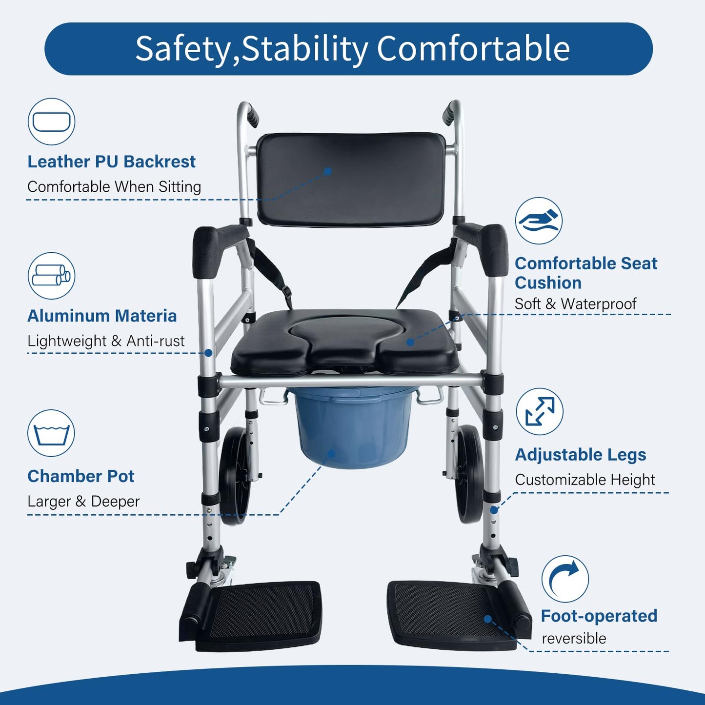 Eosprim Rolling Folding Lightweight Shower Wheelchair