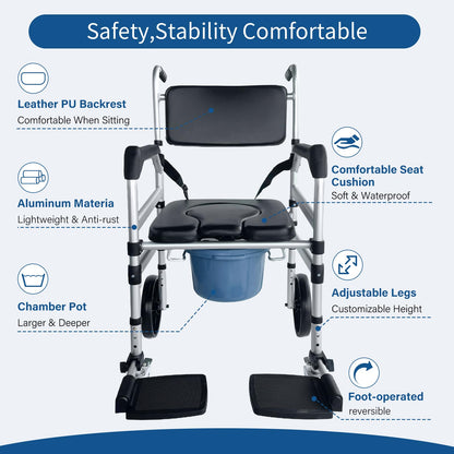 Eosprim Rolling Folding Lightweight Shower Wheelchair