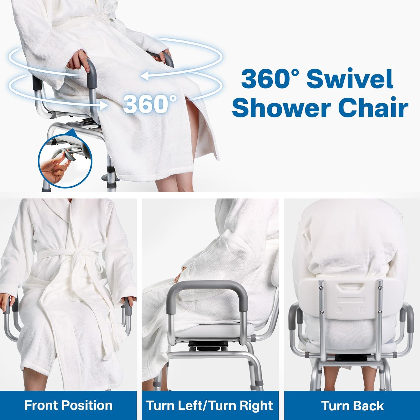 Eosprim 360 Swivel Adjustable Shower Chair for Elderly & Disabled