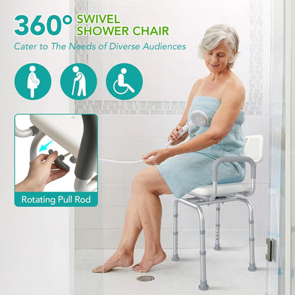 HEARTHLY 360 Swivel Heavy Duty 400lbs Shower Chair - White