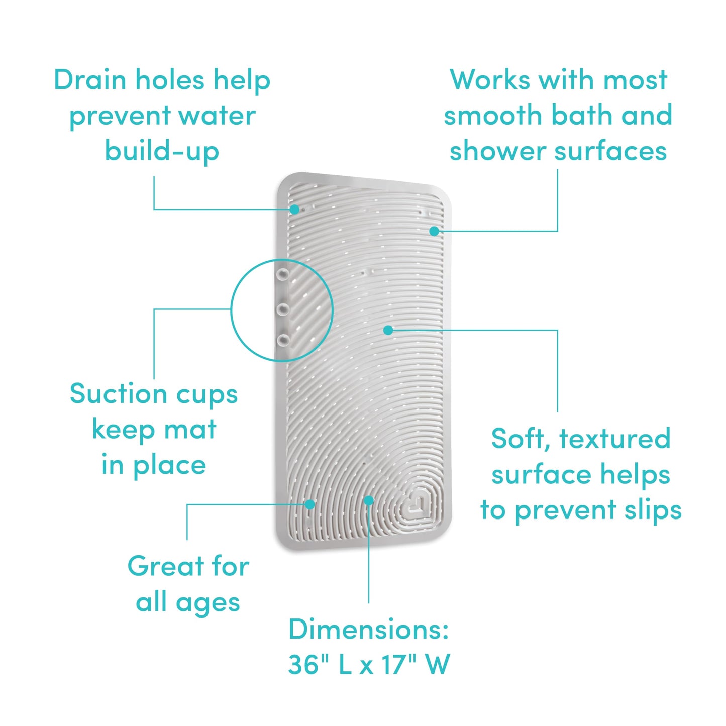 Munchkin Soft Spot Cushioned Bath Mat, Grey